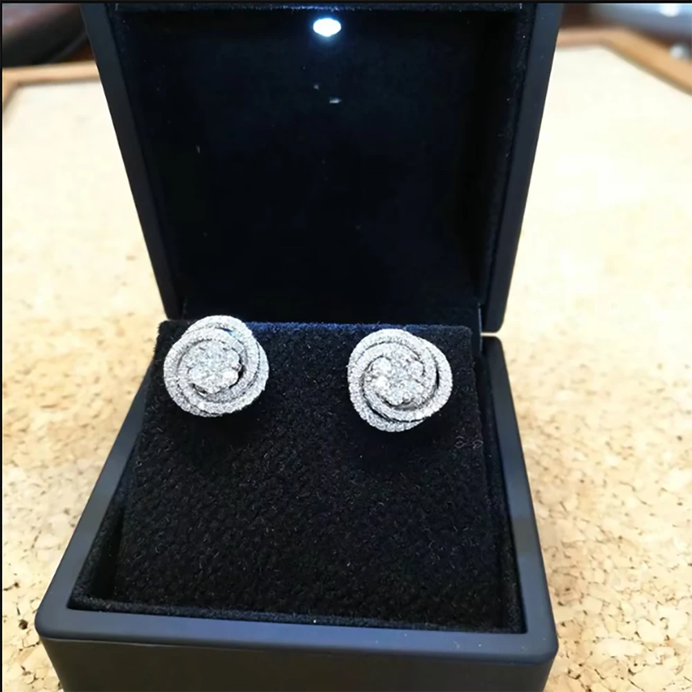 أقراط فاخرة ورائعة ومدمجة للغاية من الزركون الاصطناعي الوردي لحفلات الزفاف ذات قيمة جمالية عالية E8082 #1