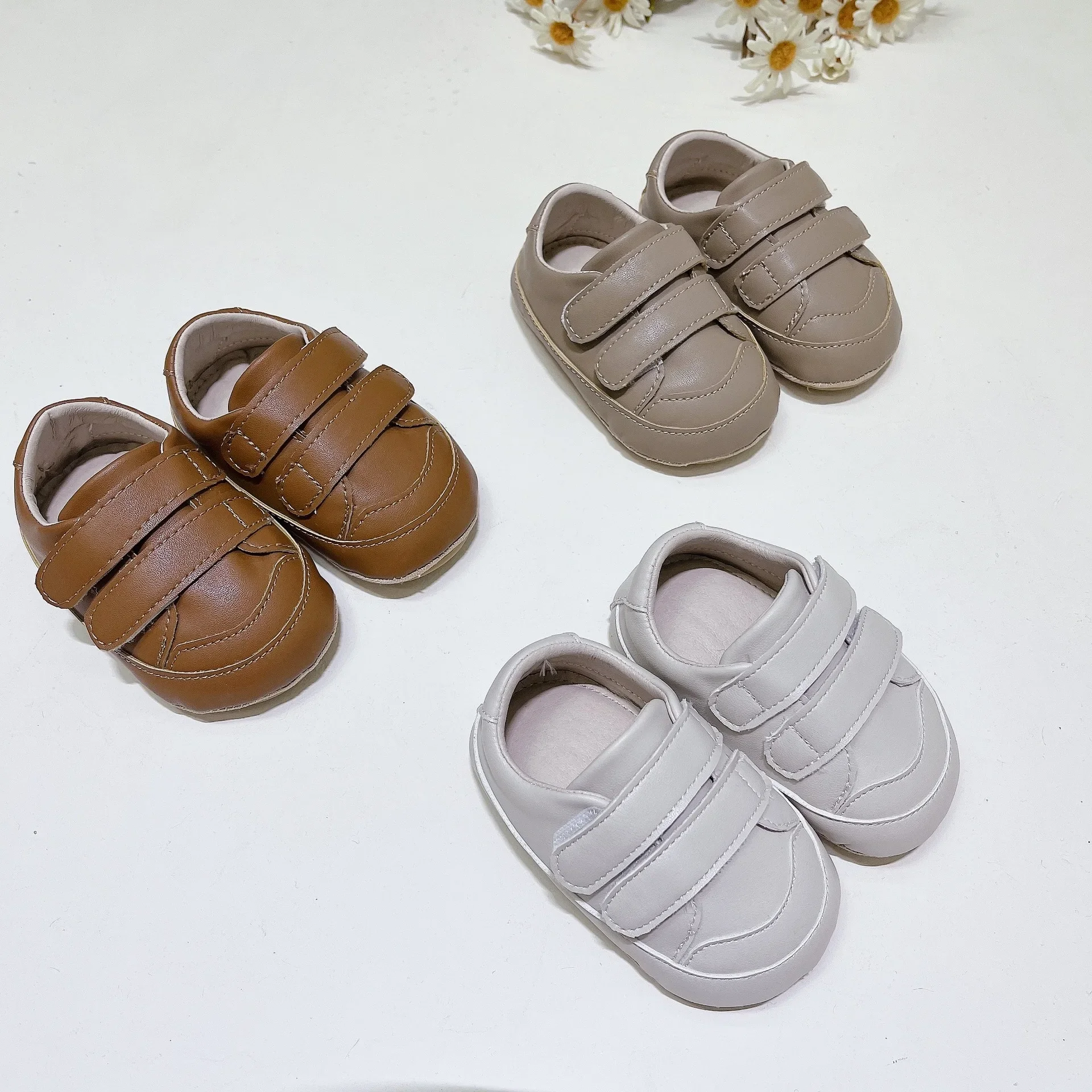 Sapatos de caminhada de couro de bebê, meninos e meninas, de sola macia, casual, infantil, primavera, outono, novo, 0-2 anos