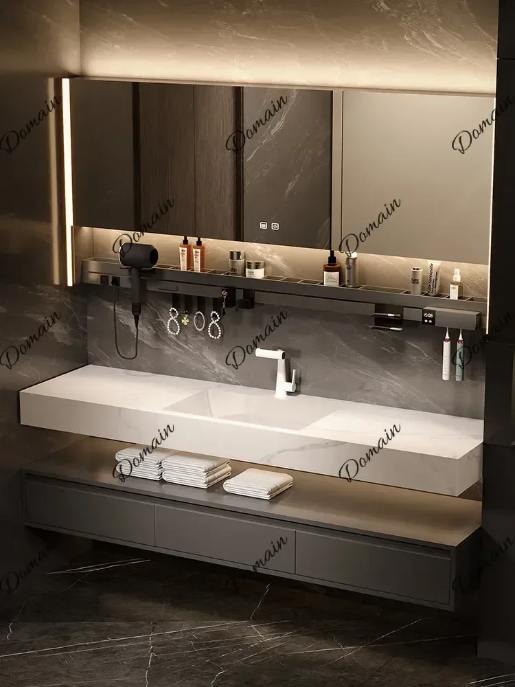BXY 2026 New Hotel-Style Bathroom Vanity: Custom Unit Featuring A Sintered Stone Countertop And Seamless Integrated Ceramic Basi