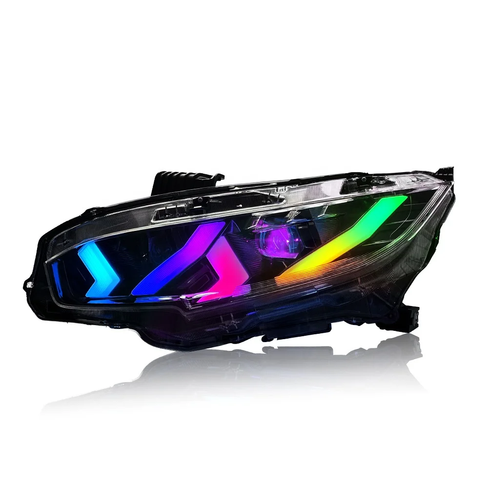

DK Motion RGB Headlamp 2016-2021 For Honda 10th Gen Civic Sedan Hatchback Si Type R Touring Sport EX EX-L LX Headlights
