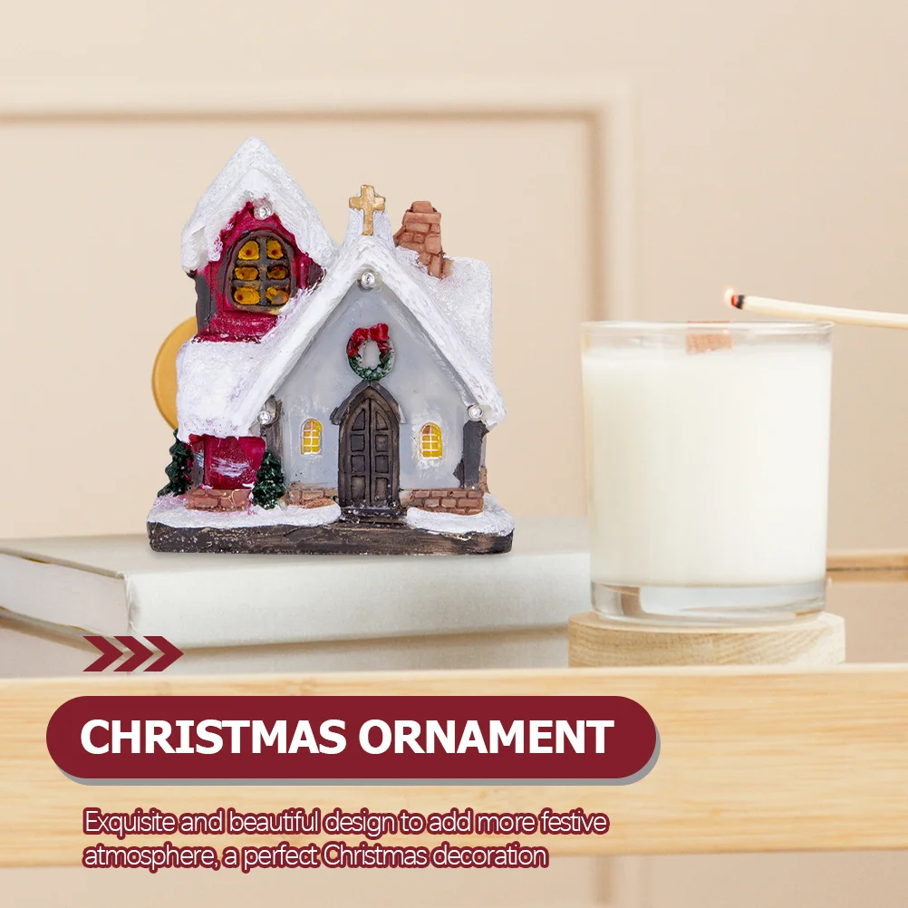 

Christmas Lighted House Resin Village Tabletop Desk Ornament Gift Christmas Gift Light Up Decor Desk Ornament Light Up House