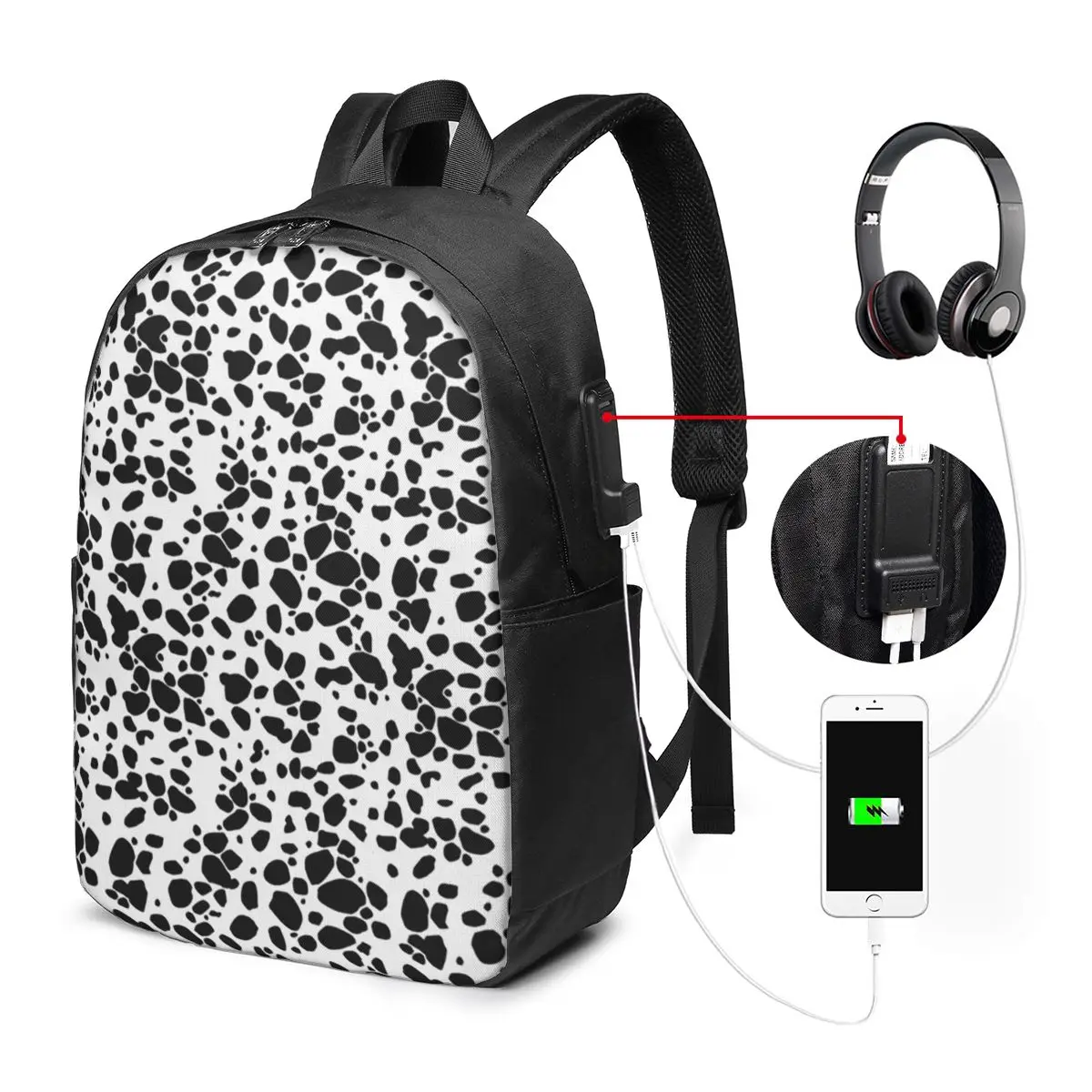 

Dalmatian Dog Texture Backpack Travel Notebook Bag Computer College Student School Bag Laptop Shoulder Bags for Men Women