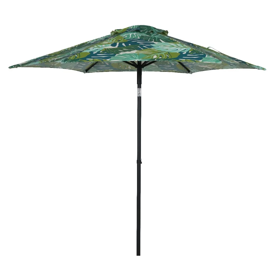 

Outdoor 7.5' Palm Print Round Market Patio Umbrella Push-up 3-Angle Tilt