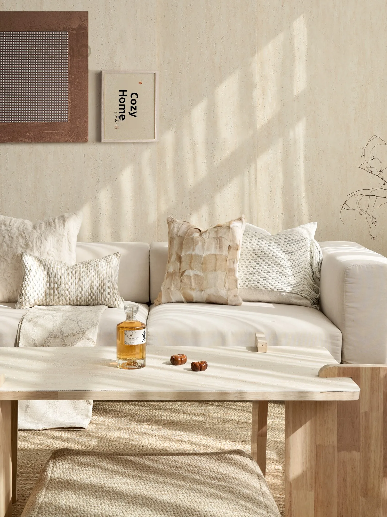 

Modern Creamy Style Sofa Pillow Sample Room Hotel Homestay Beige Cushion Home Decorative Square Pillow Cover