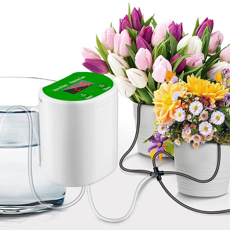 Keep your plants hydrated automatically while you're away. Adjustable drip watering for indoor and outdoor plants.