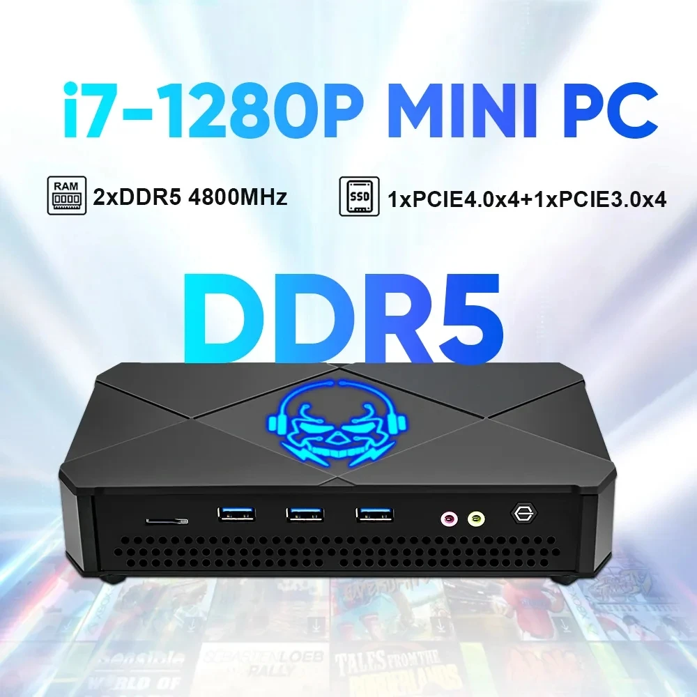 Topton Gaming Mini Pc I7 1280P 14 Cores 20 Threads Windows 11 Nuc Mini Gamer Computer Dual Ddr5 Pcie4.0 Ssd 3X4K Uhd Htpc Wifi6