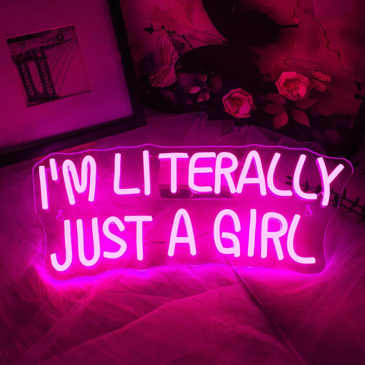 I'M Literally Just A Girl Neon Sign Pink Sign for Wall Decor Dimmable Switch USB Connectivity for Girlsroom Decor Party Light