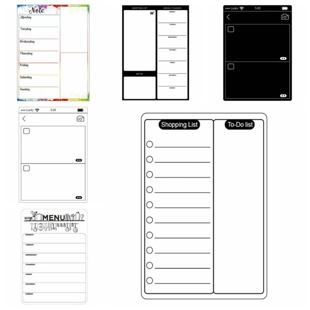 INS-Autocollant magnétique mémo de licence de semaine, bloc-notes de plan de liste d'épicerie, autocollants magnétiques de réfrigérateur, plan de travail, tableau blanc, cuisine