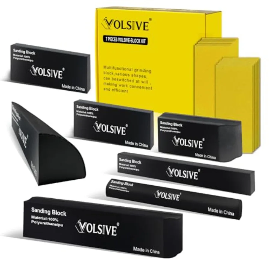 

PSA Kit of 7Hand Abrasives Auto Body Set with 20pcs Self Adhesive Sandpaper Sheet Flexible for Automotive Paint and Woodworking