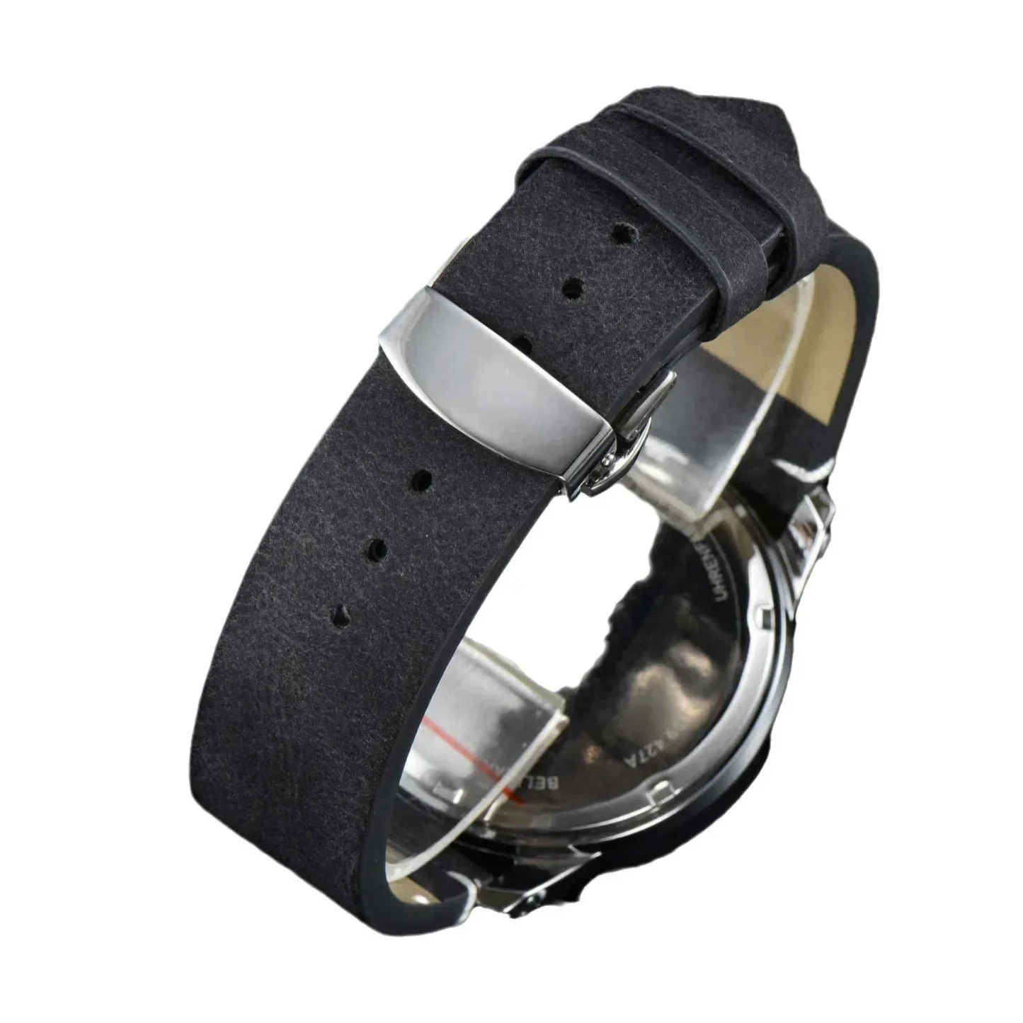 Stylish Men's Luxury 6-Needle Chrono Quartz Watch, Genuine Leather Band Water-Resistant Multifunctional Casual Dress Wristwatch