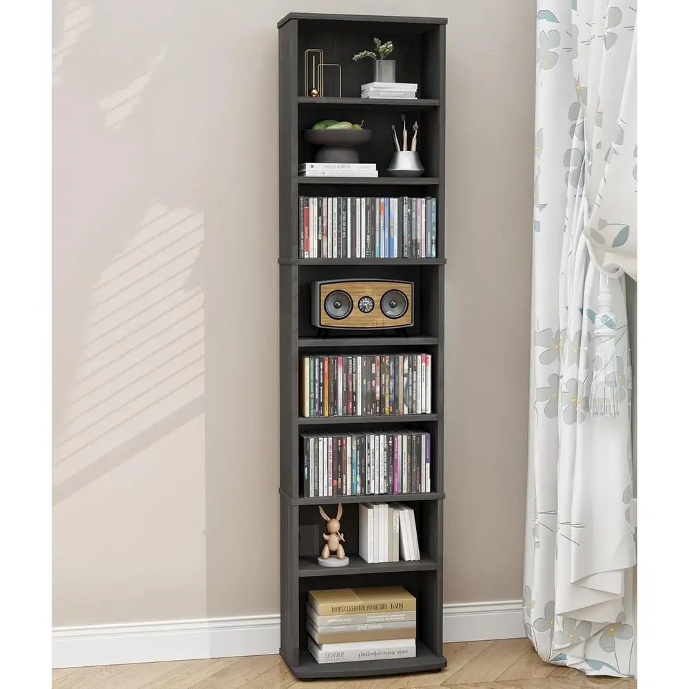 DVD Rack Tower, 8-Tier CD Cabinet with Adjustable Shelves DVD Storage Shel or Living Room Bedroom Oice