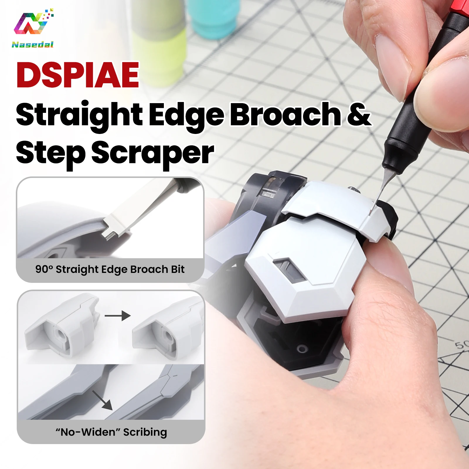 DSPIAE Ultra Precise Scribing Tool Straight Edge Broach and Step Scraper for Gundam Military Model Detailing Making Hobby DIY