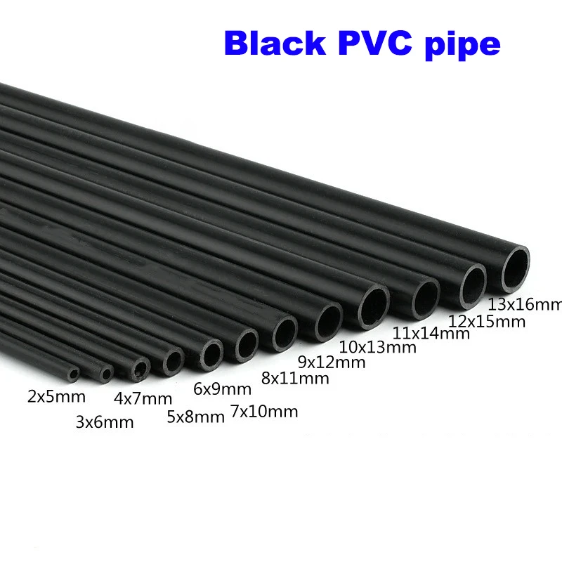 

Black PVC Plastic Tube,, OD 5~18mm, Aquarium Tube For Fisherman, Garden Irrigation Accessories Length 500mm