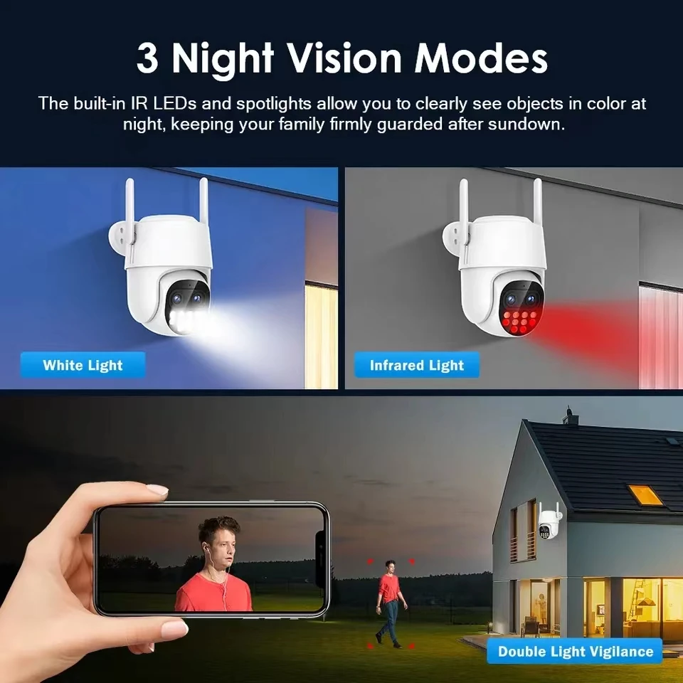 8X Hybrid Zoom PTZ IP Camera 4K 8MP/4MP WiFi Dual Lens Humanoid Detection Two Way Audio Security Video Surveillance Camera