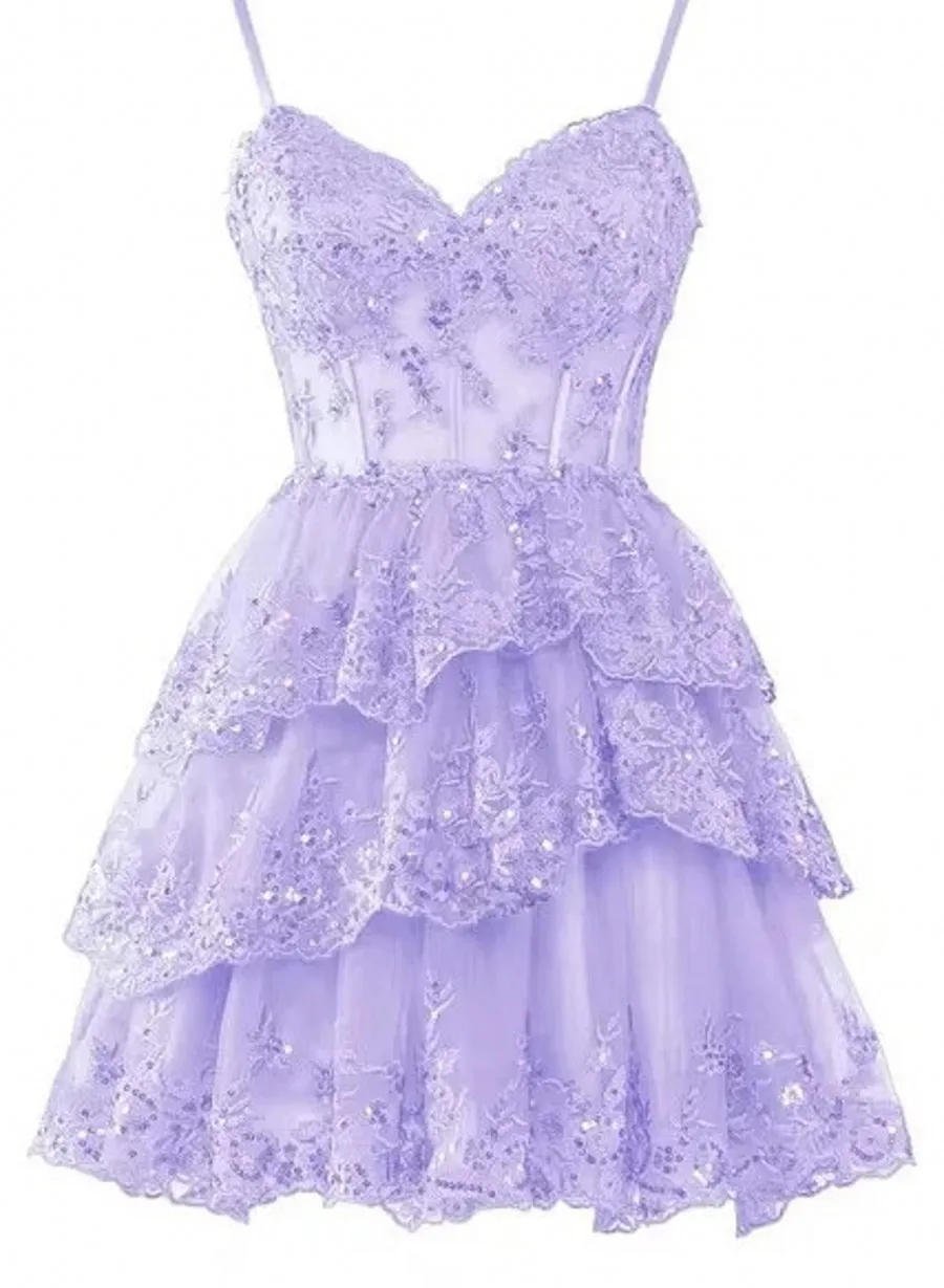 Green Short Prom Birthday Dress 2026 Lace Applique Spaghetti Strap Tulle Evening Cocktail Party Gowns For Graduation