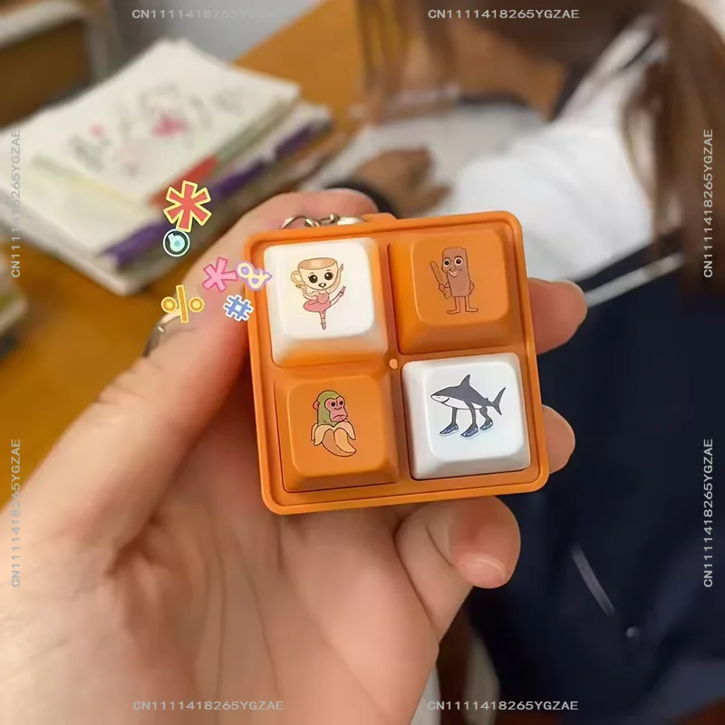 

Italian Brainrot Voice Keychain Tung Tung Tung Sahur Sound Decompress 4 keys Button Keyring Children Toys Party Favors Gifts