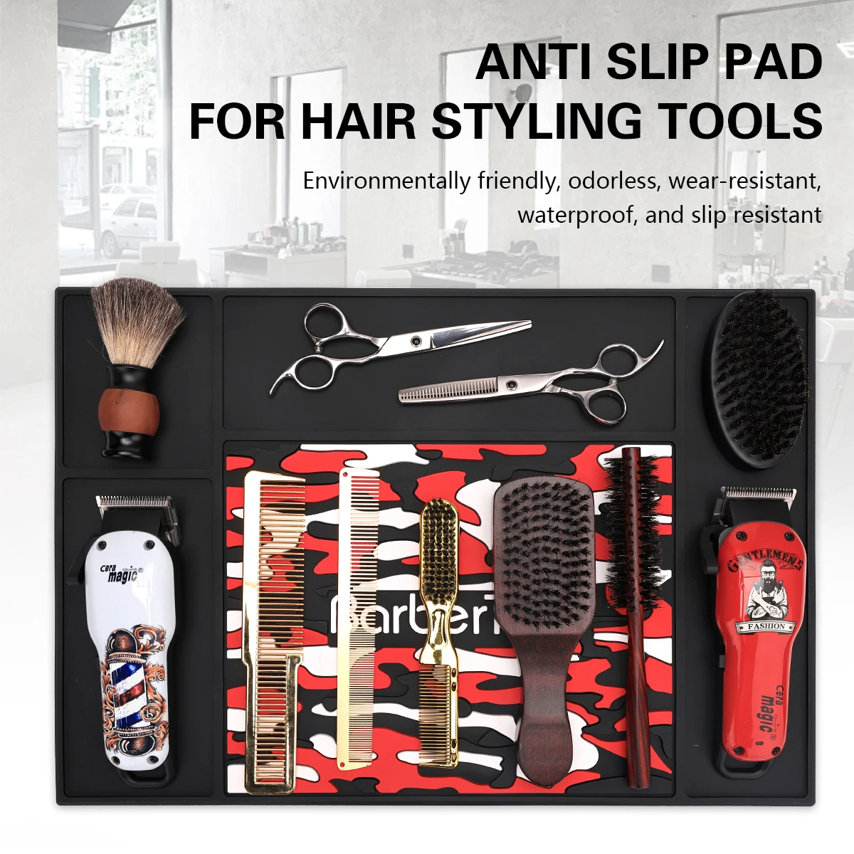 

Barbertop Hairdressing Tools Storage Cushion Hair Cutting Clippers Scissors Display Pad Heat Resistant Mat