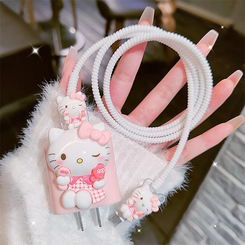 Cute Cartoon Charger Spring Cable Winder Charger Protection for Apple 20w Data Cable Charging Decoration Accessories