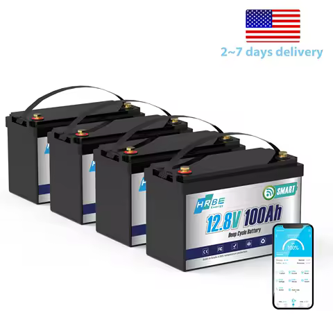 HRBEEnergy 12V 100Ah Lifepo4 Battery,With Bluetooth and 100A BMS,Max 1280kw Energy,for RV,Trolling motor,Camping,Off-Grid System