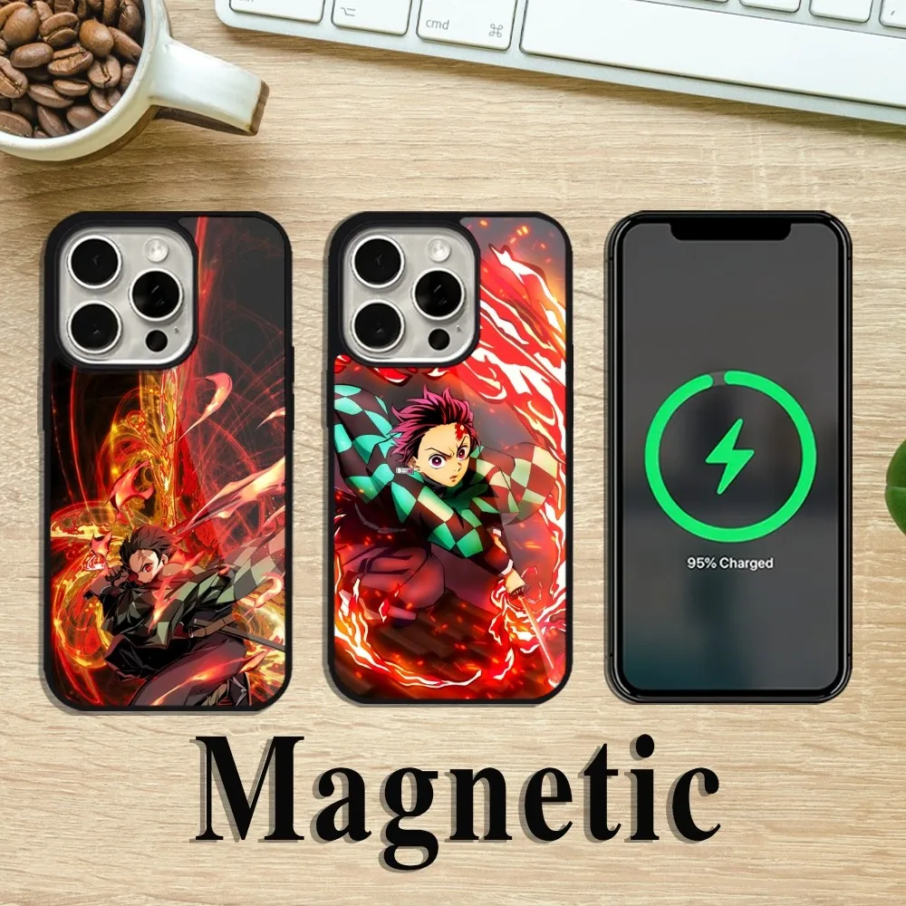 Anime Demon Slayer Phone Case For iPhone 11 12 13 14 15 Pro Max Plus Magsafe Magnetic Wireless Charging