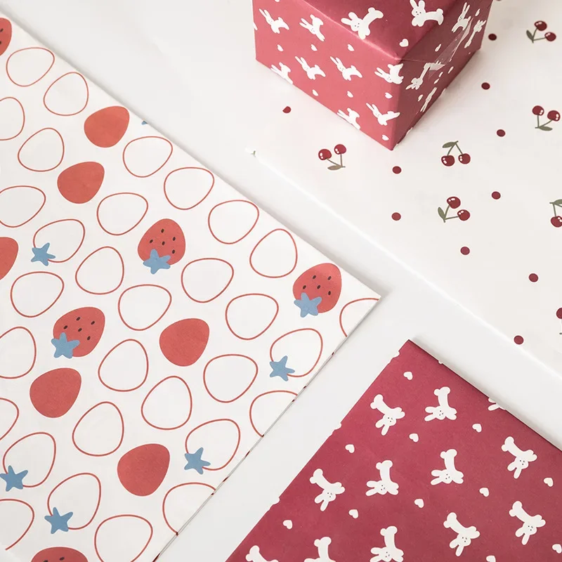 6Pcs Cute Cartoon Gift Wrapping Paper Christmas Festival Gift Carton Packaging Material Paper lovely Girl DIY Decor Parcel Cover