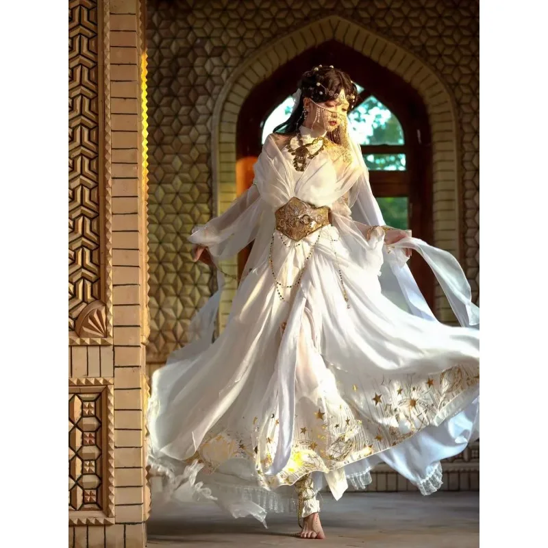 

Chinese Hanfu Fairy Classical Dance Stage Performance Outfits Cosplay Costume Exotic Princess Embroidery Dancing Elf Costume