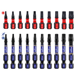 Geinxurn T7-TT40 Security Torx Screwdriver Bit Set,Impact Tough Magnetic Torx Head Power Bits, S2 Alloy Steel Star Bit