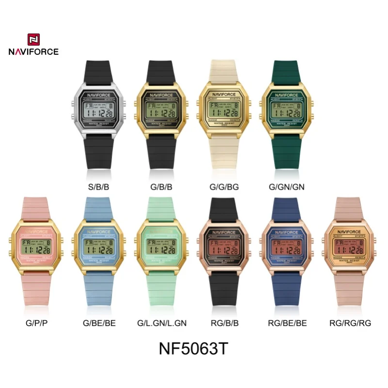 NAVIFORCE 5063T Moda Nuovi Orologi Elettronici per Le Donne Calendario Sportivo Impermeabile Casual Orologio Da Donna Digitale relojes de mujer