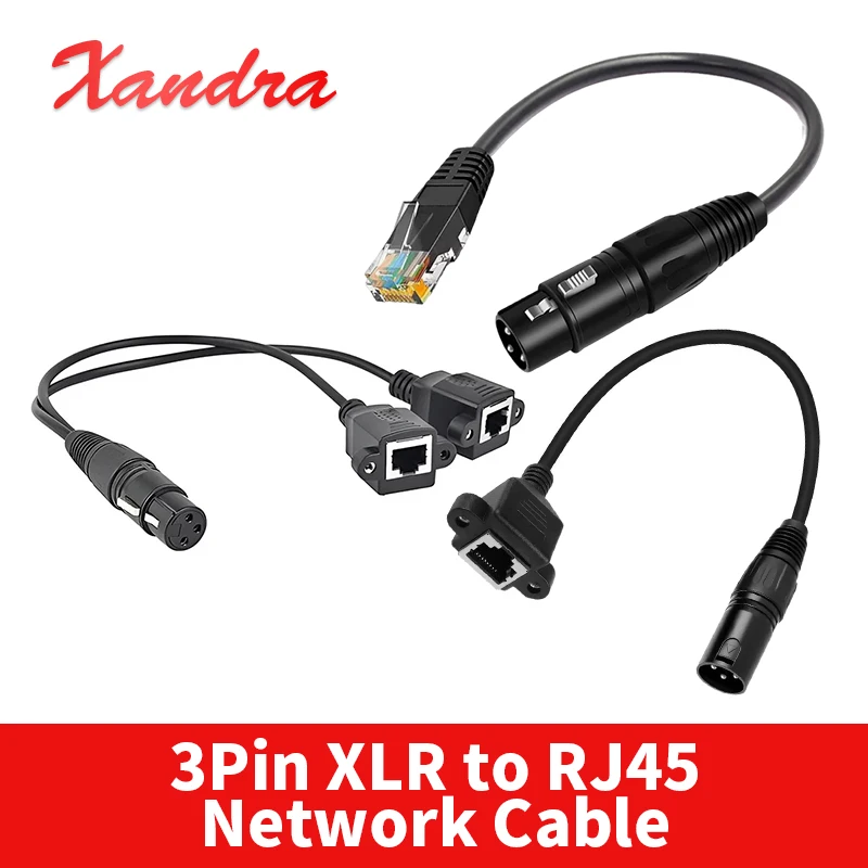 3Pin XLR to RJ45 Network Cord Sensor Adapter Digital Audio/Video Wire DMX512 XLR to RJ45 2-core Female Signal Connector Cable