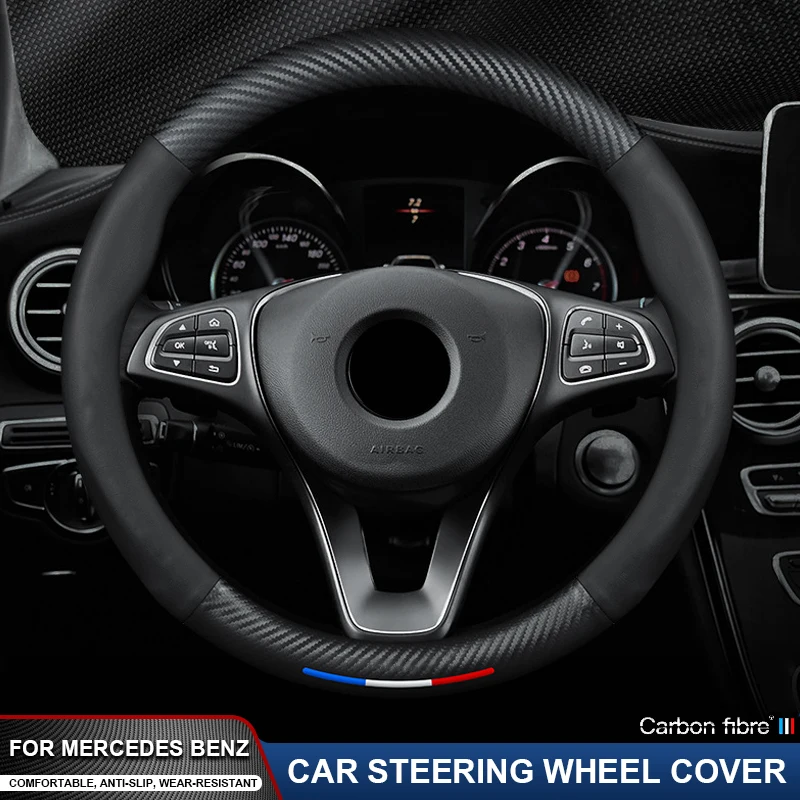 

Carbon Fiber Leather Car Steering Wheel Cover For Mercedes Benz W203 W204 W205 W206 W176 W177 W212 W213 X156 X253 W117 W118 AMG