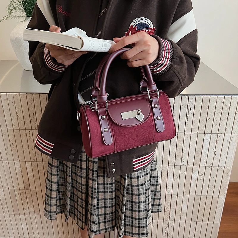 LEFTSIDE Vintage Small Faux Suede Shoulder Bags for Women Bucket Crossbody Bag 2025 Winter Luxury Designer Handbags and Purses image 2