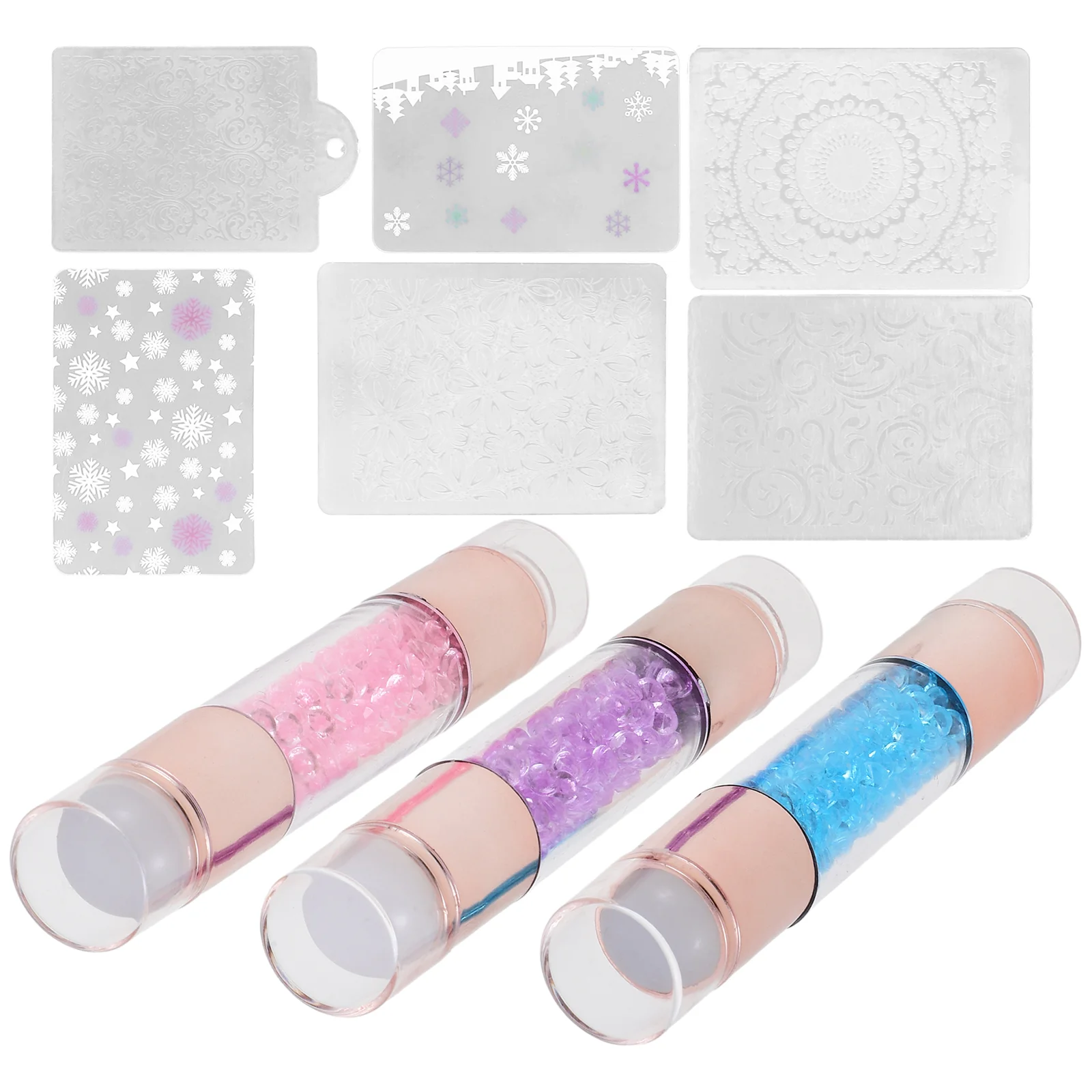 3 Pcs Manicure Tools Printing Double Head Nail Template Stamps Stamping Acrylic Stamper Kit