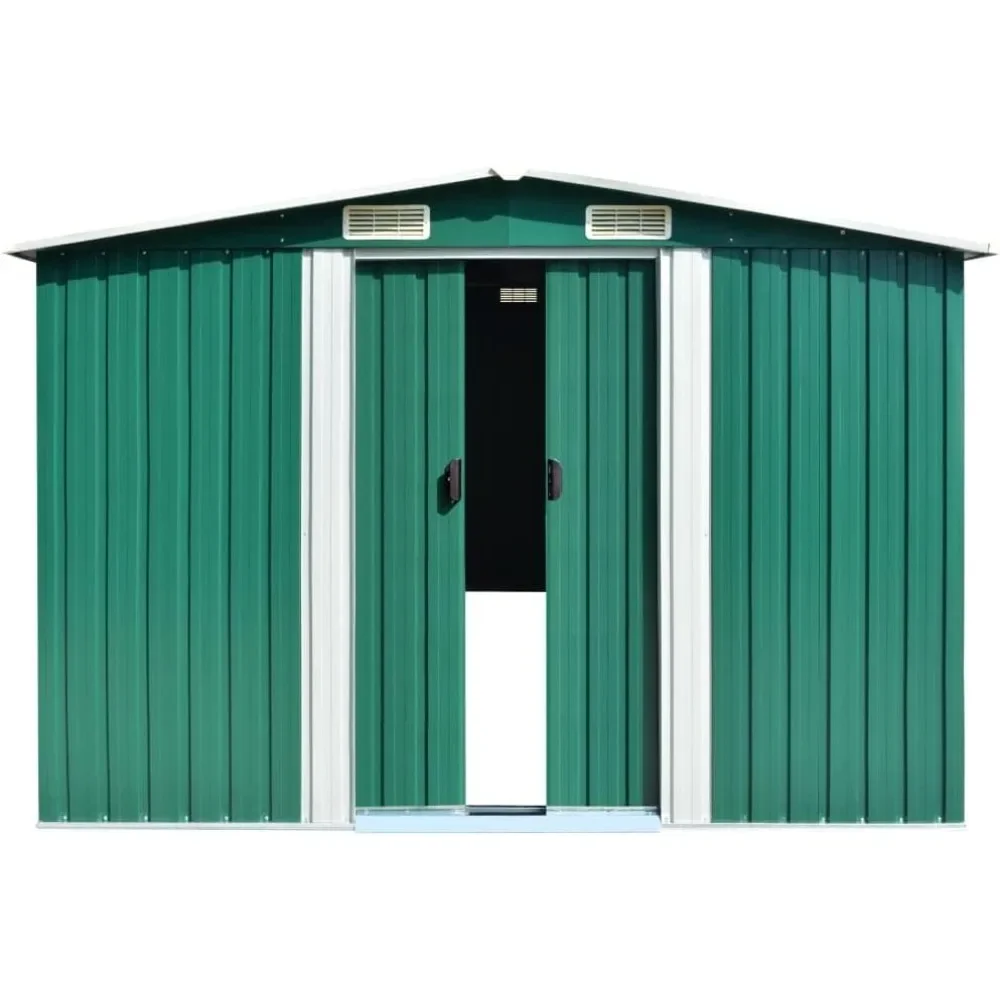 Outdoor storage shed, tool garden sliding door metal shed, galvanized steel tool shed，101.2