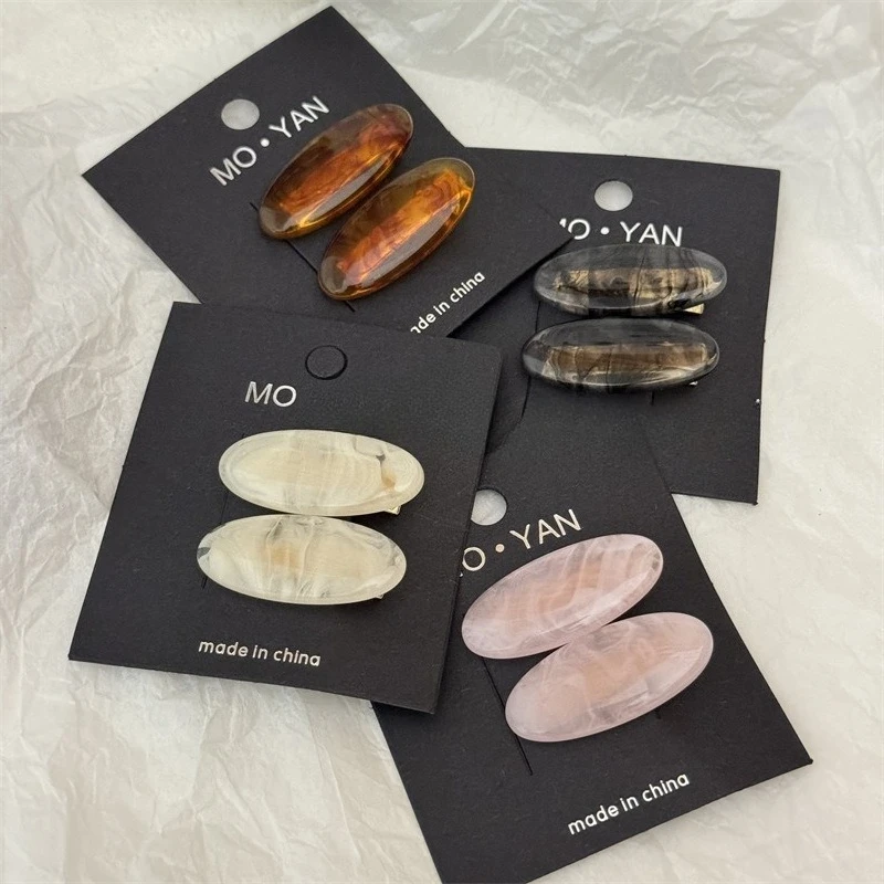 Contrast Color Oval Hairpins Acetate Bangs Side Clips Duckbill Clips Girls Hair Clips Temperamental Headdress Hair Accessories