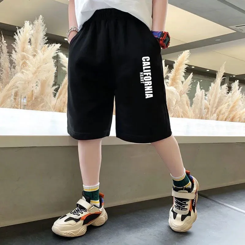 Kinder Jungen California Letter Print Baseball Sport Shorts Sommer Mid-Waist Casual Shorts mit Tasche