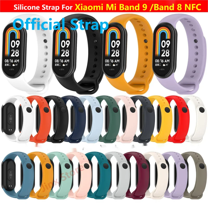 Silicone Strap For Xiaomi Mi Band 9 8 Breathable Sport Smart Watch Wrist Bracelet Band9 Band8 NFC WristBand Accessories Case