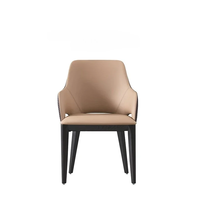 

yj19 Modern Minimalist Leather Dining Chair Double Color Matching Home High-end Dining Table With Armrest Backrest Chair