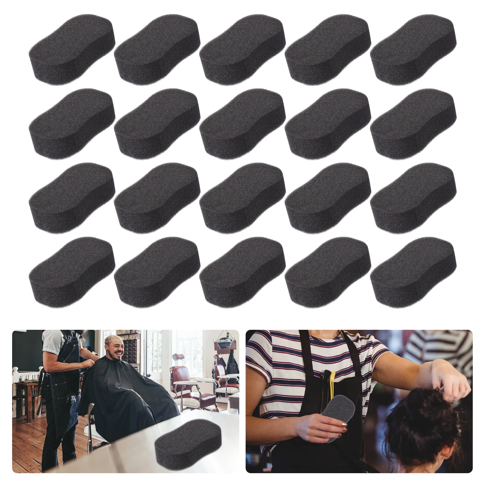 

20 Pcs Sponge Hair Brush Hairdressing Neck Duster Neckline Sweep Face Cleaning Pad Black