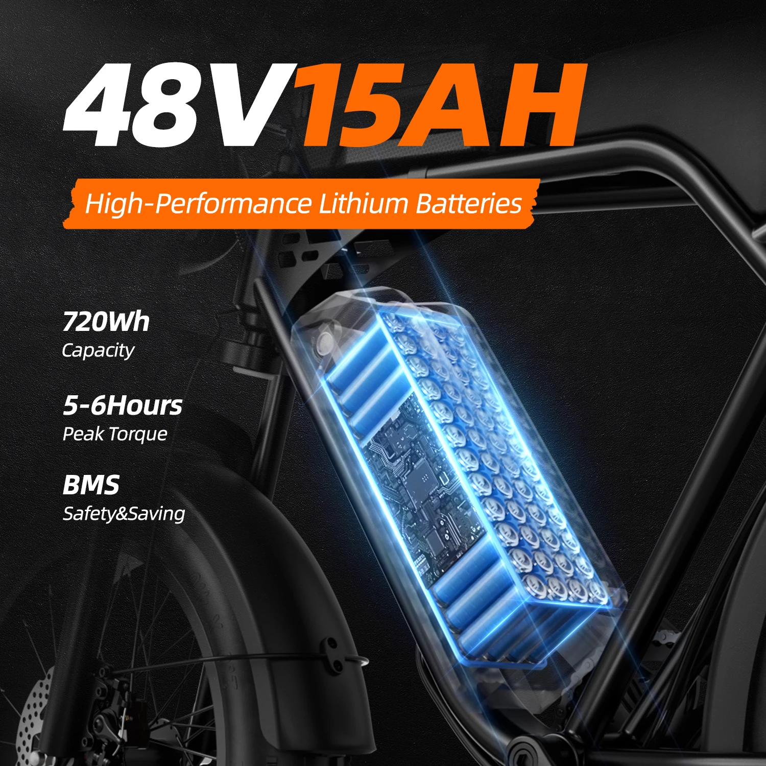 X5 20 Inch Fat Tire All‑Terrain Electric Bike, 1500W Peak Motor, 48V 15AH Removable Battery, Dual Disc Brake Adult E‑Bike for Off‑Road Beach Snow Commuting image 2