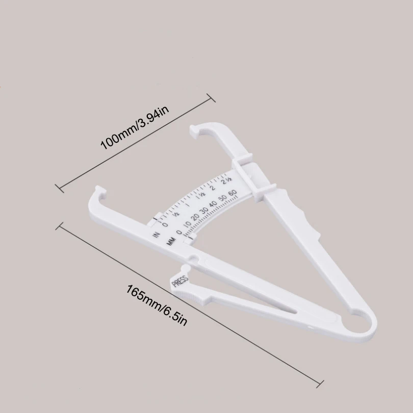 Witte draagbare lichaamsvet schuifmaat en meetlint voor lichaam, huidvouw remklauwen en lichaamsvet meetlint