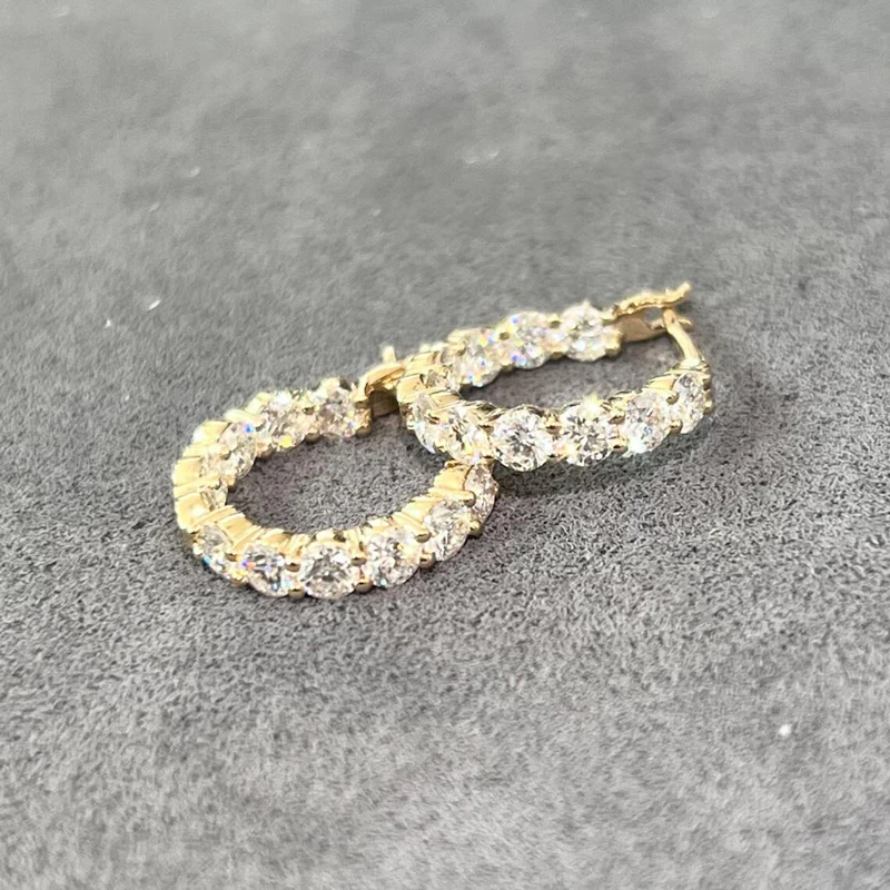 Rrjzz Funkelnde 3,8 mm Moissanit-Creolen in D-Farbe für Damen, 5,72 Karat VVS1, im Labor hergestellte Diamantohrringe, GRA-Schmuck, Geschenk – Detail 6