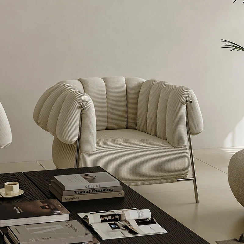 Franse Retro Brood Luie Rugstoel Netto Rode Designer Eenvoudige Vrijetijdsstoel Speciaal gevormde enkele fauteuil