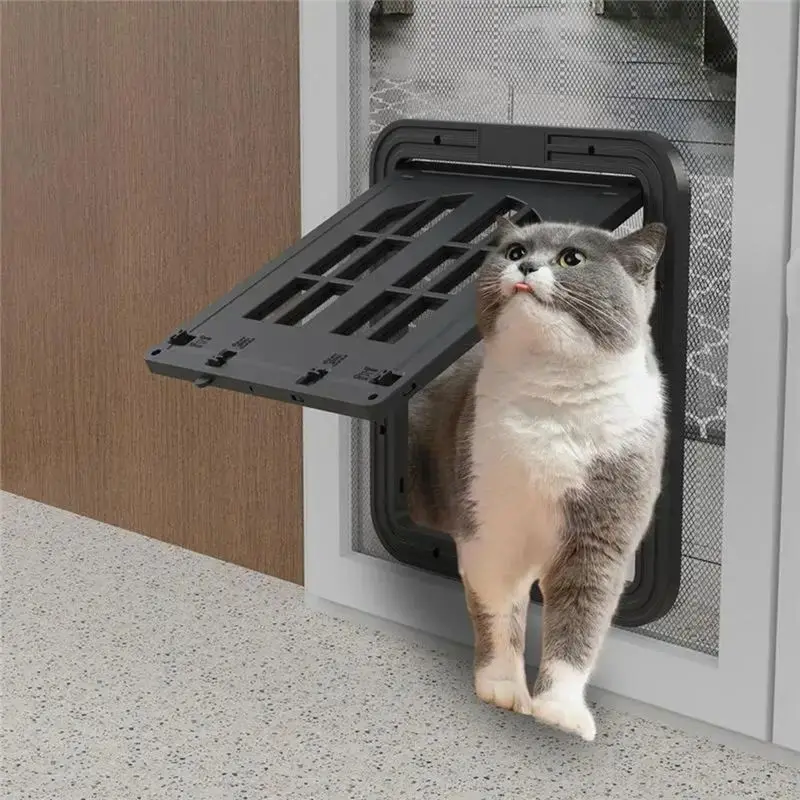B03C-Pet Door Lockable Inside Door Flap Cat Window Door Cat Screens Barrier Sliding Door Window Screens Doggy Door Insert