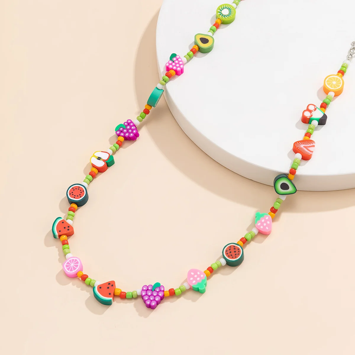 Neue Koreanische Mode Simulierte Perlen Halskette Für Frauen/Männer Böhmen Bunte Geometrische Obst Blumen Kette Halsband Kpop Schmuck – Detail 14