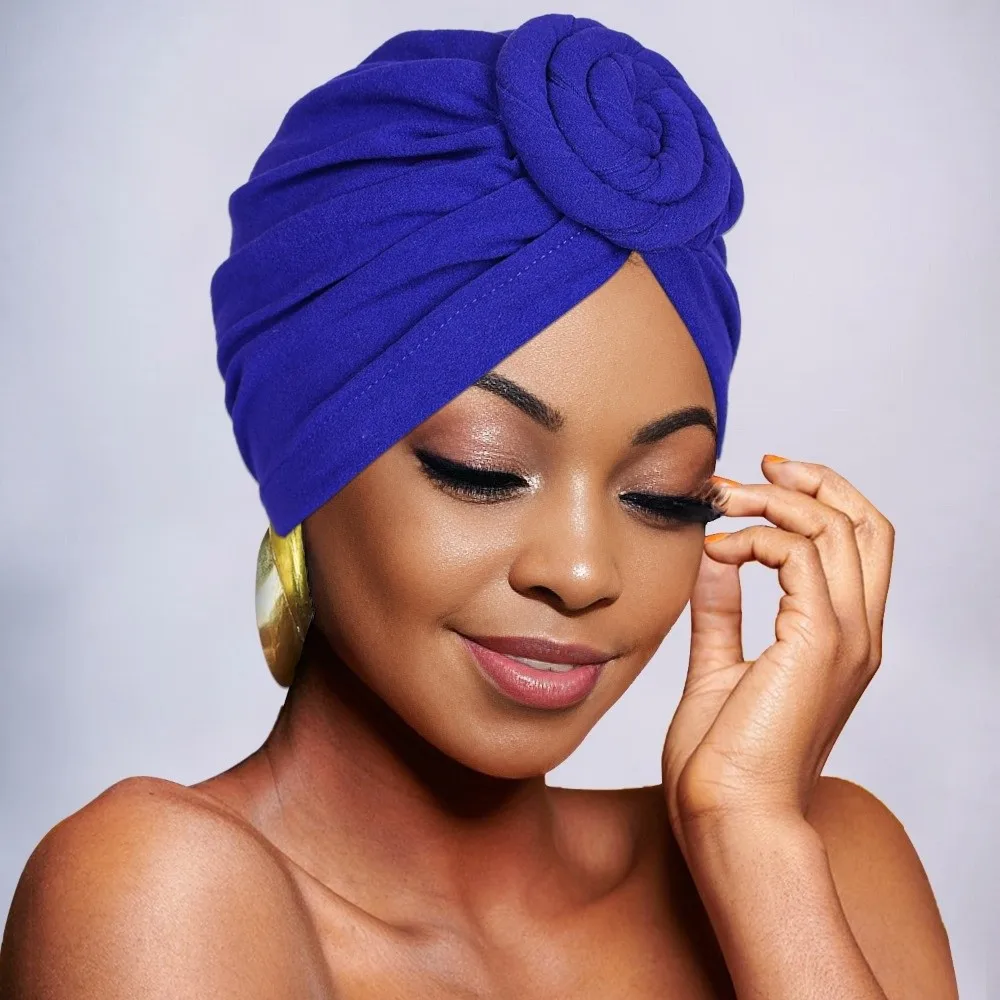 Fashion Vintage Hijab Caps Wrap Style Soft Polyester Islamic Headband Breathable Elastic Head Wrap Cap Women Headwear