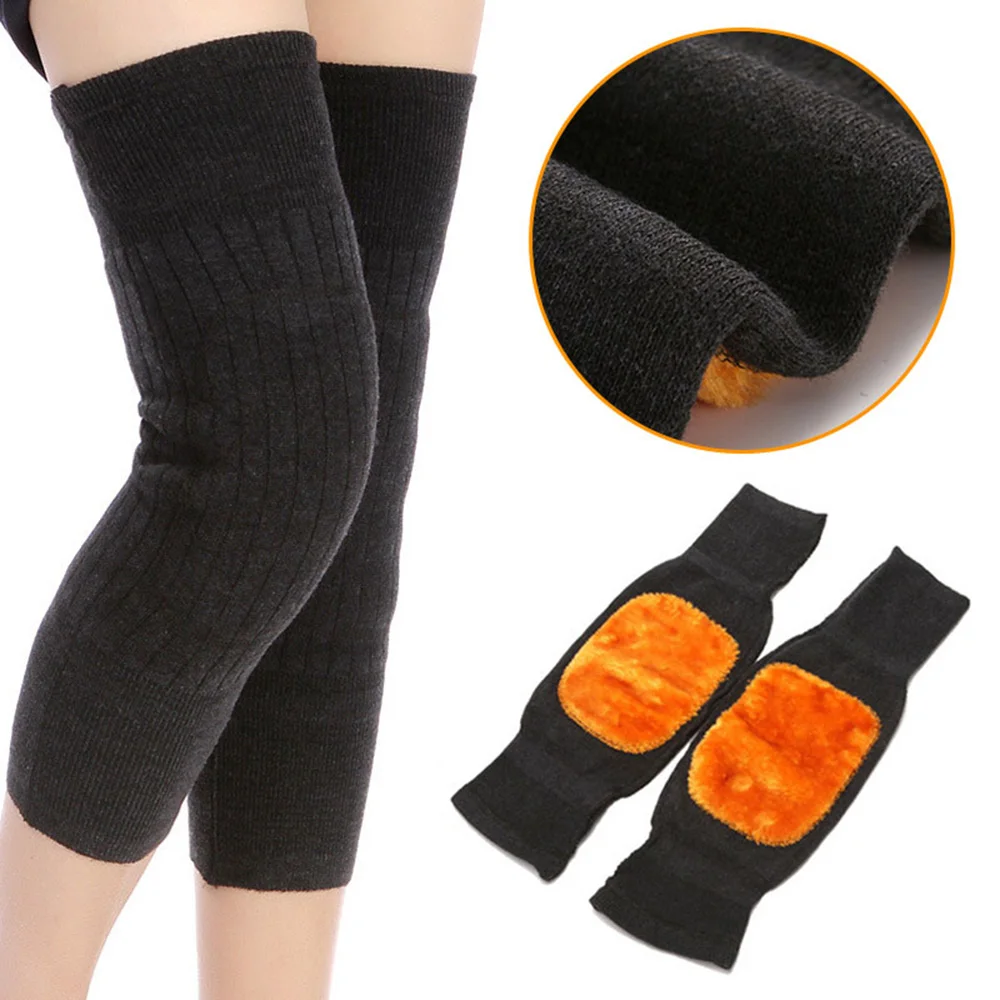 Thick Warm Wool Kneepad Leg Guard Cashmere Knee Protector Windproof Coldproof Leg Warmers for Women Men KneeCap Leg Sleeves