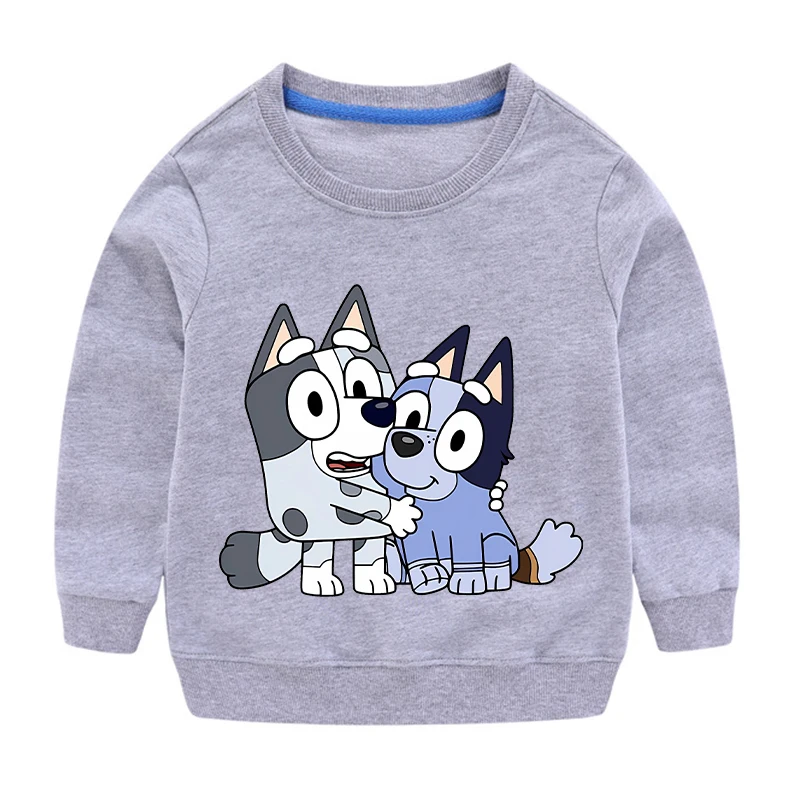 Blueys Children Round Neck Hoodie Autumn Winter Cold Proof Warm Clothing Cute Cartoon Anime Pattern Top Children's Birthday Gift