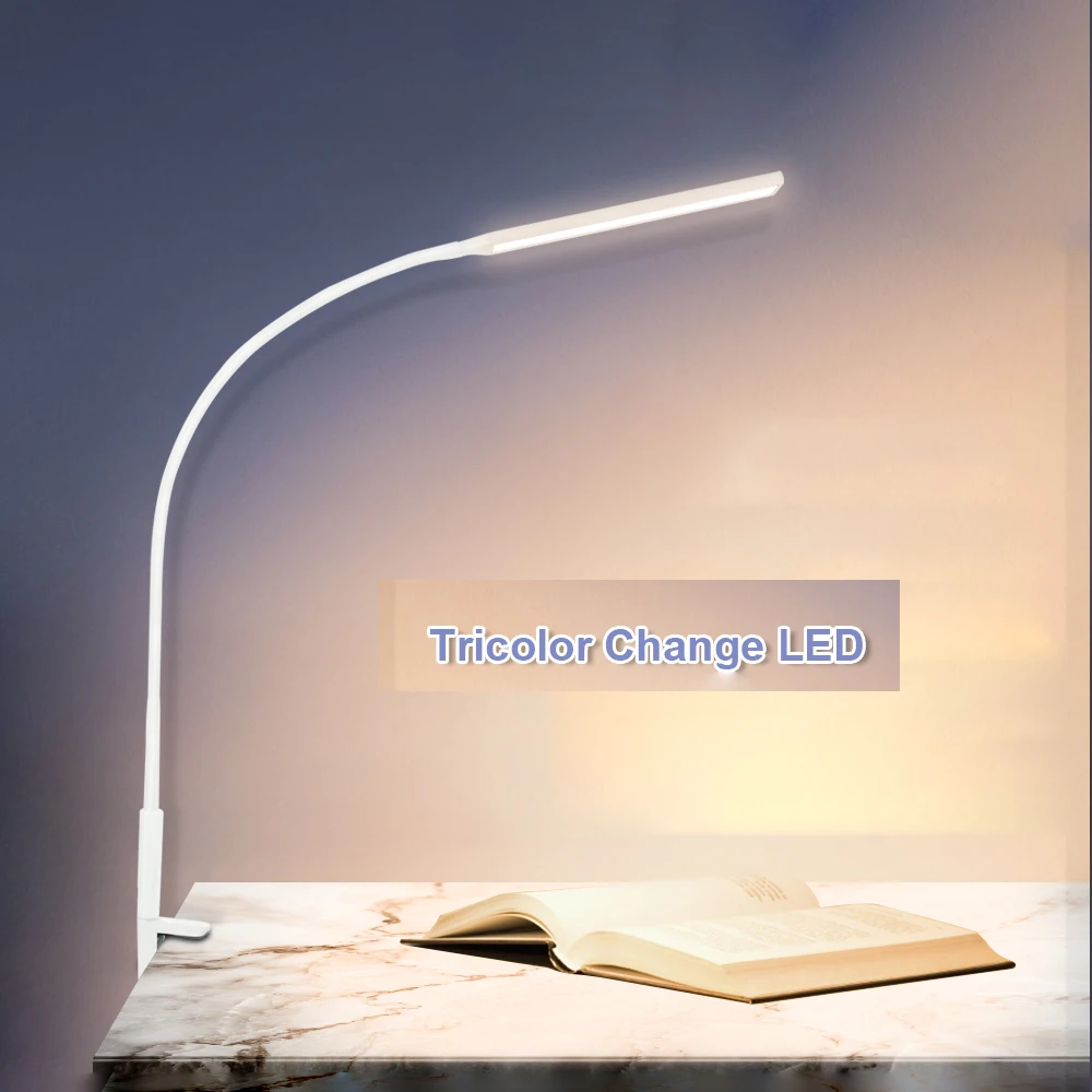 

Table Lamp Clip Office Led Long Arm Desk Lamp USB Eye-protected Lamp For Bedroom Led Light 5-Level BrightnessColor 10W