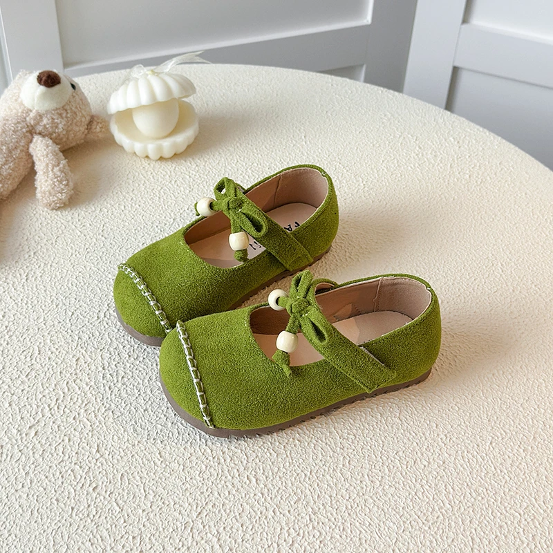 

Kids Leather Shoes Round Toes Soft Sole Girls Moccasins Sweet Lace Bow 2026 New Fashion Children Flat Shoes Pu Comfort Ins Trend