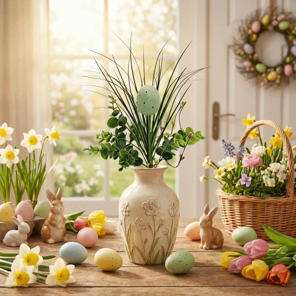 

Realistic Easter Eggs Tree Branch DIY Lightweight Foam Berry Bouquet Decorative Artificial Flower Arrangements Holiday Decor